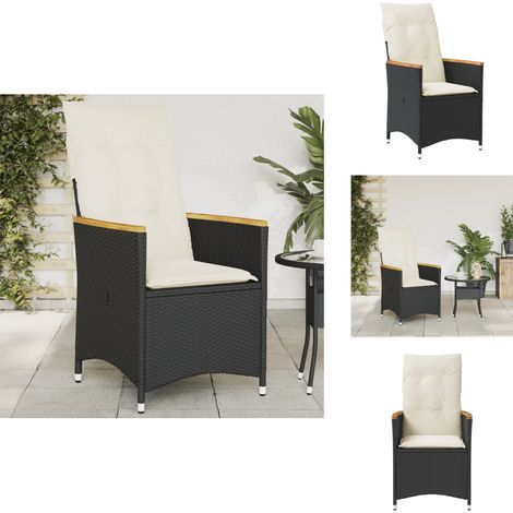 Chaise inclinable de jardin avec coussins noir résine tressée - Chaises De Jardin Inclinables - Chaises De Patio - Fauteuil De Jardin - Mobilier De Jardin - Chaise De Jardin Résistante Aux Intempéries (1/5)