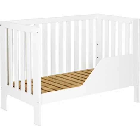 Lit bébé 120x60cm Blanc AMELIE barreaux amovible et barrière de sécurité inclus (1/5)