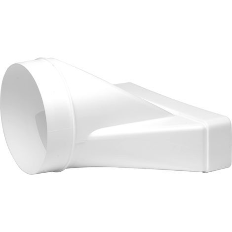 Rectangular to Round Tube Connector, 220x55 mm to 125 mm, White ABS Plastic for Ventilation (1/5)