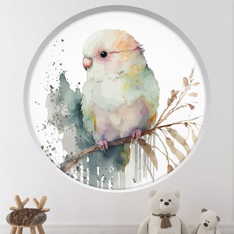 Stickers Trompe l'oeil Arche ronde Enfants - Oiseau sur la branche - Diamètre 30 cm (1/4)