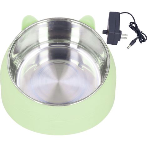 Bols chauffant pour animaux de compagnie en acier inoxydable, température constante, vert, prise US 100‑240V (1/5)