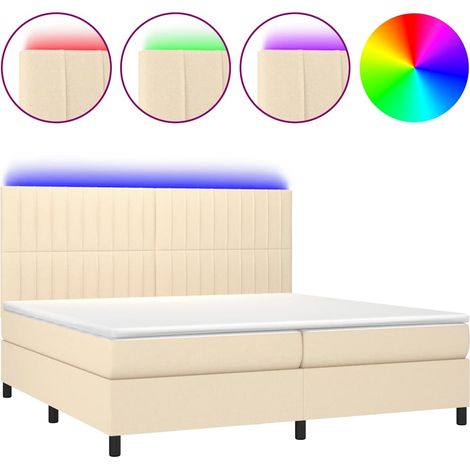 Maison Exclusive - Letto a Molle Materasso e LED bianco 200x200cm in Tessuto (1/5)