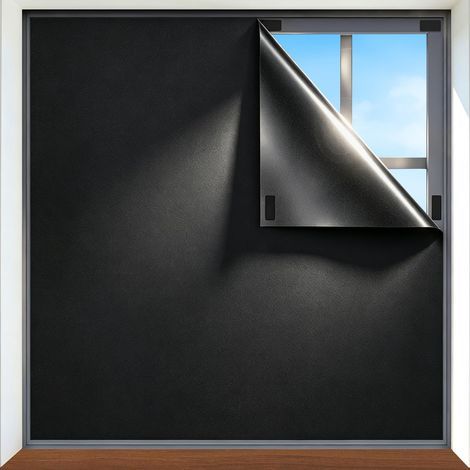Store Occultant sans Perçage 200x145 cm, Rideau Fenêtre 100% Blackout en Tissu Oxford avec Scratch Ultra-Adhésif, Découpable et Thermique Anti-UV pour Maison, Chambre Bébé et Voyage (1/5)