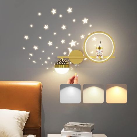 Applique Murale Interieur LED 30W Dimmable Lampe Murale Créatif pour Chambre D'enfant Espace Astronaute Lumière murales pour Chevet Chambre à Coucher Garçon Fille Couloir Salon Escalier Veilleuse (1/4)