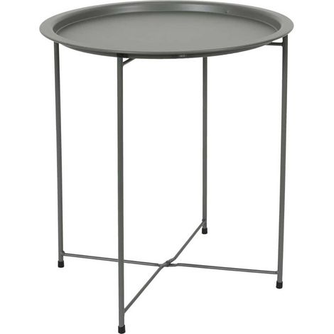 Table d'appoint en métal vert olive avec plateau amovible - SELENA (1/4)