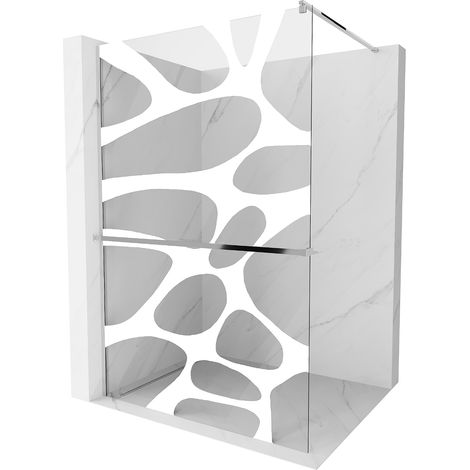Mexen Kioto+ paroi de douche avec étagère Walk-in 80 x 200 cm, motif blanc, chrome - 800-080-121-01-97 (1/5)