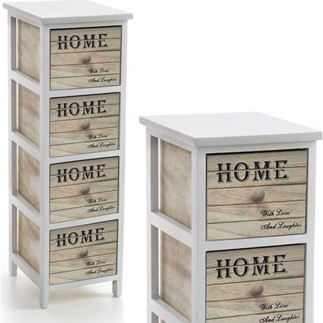 Cassettiera Home in legno con decori 4 cassetti cm 26 x 32 x 80 h (1/3)