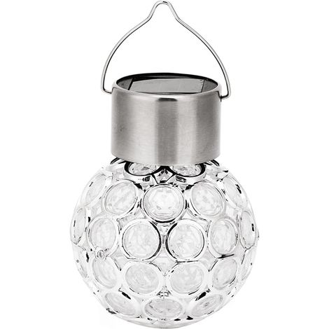 Solar-Hängeleuchte, dekorative Außenkugel-Lichter aus gebrochenem Glas, angetrieben durch wasserdichte Kugel, für Garten, Hof, Terrasse, Rasen, Blumenbeet