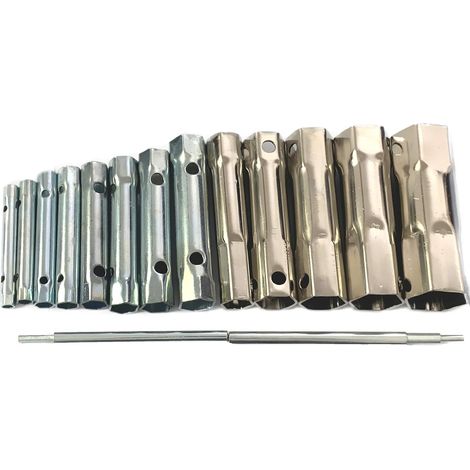 15 Pièces Jeu de Clés à Douille Tubulaire, Kit de clés à douille pour plombier et écrou de bougie à double extrémité, Tube Clé à Bougie doubles métriques (1/3)