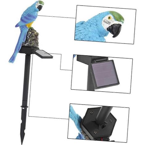 Lampe solaire à planter pour extérieur, lampe solaire d'extérieur, motif perroquet, LED bleu chaud, éclairage d'allée de jardin (1/5)