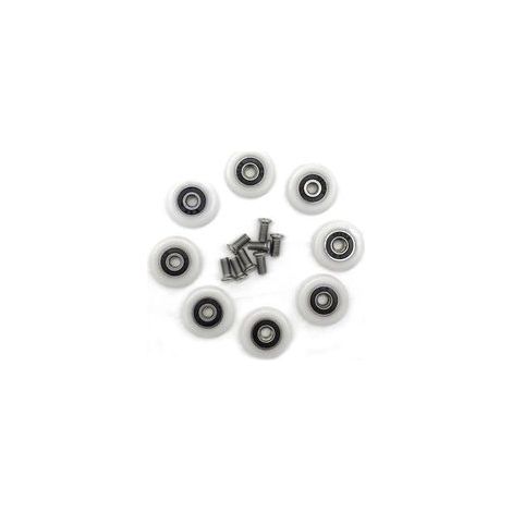 Set mit 8 Duschkabinenrollen, 23 mm – Kunststoffrollen – M5 x 20 mm Edelstahlschrauben – Für Glastüren (1/5)