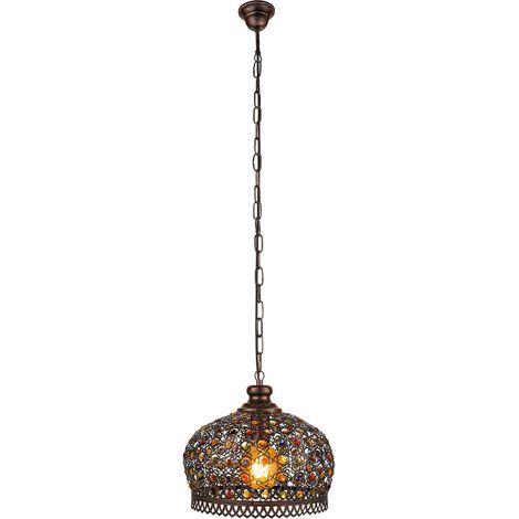 Lampadario A Sospensione Vintage Jadida Acciaio Rame Anticato Vetro 1 Luce E27 (1/5)