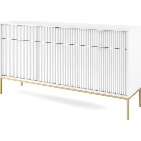 Sideboard 154cm breit, weiß, Fußgestell goldfarben NEWCASTLE-160 (1/5)