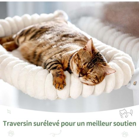 Hamac Chat Fenetre Panier Perchoir Transat Suspendu Pliable Support Etagere Cododo Lit pour Coussin Petite et Grande Chats Tapis Réversible Lavable en Machine 54 30cm (Blanc, M) (1/5)