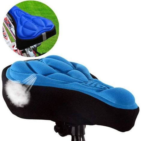 Housse De Selle - Nylon Élastique Gel De Silice - Conception Ergonomique 3D - Antidérapante - 160 X 280 Mm - Bleu - 1 Pièce (1/4)