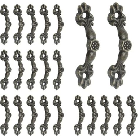 Jiozermi Lot de 24 poignées de tiroir de 4,3 cm, poignées de placard anciennes, poignées décoratives pour commode, boîte à bijoux, bronze (1/5)