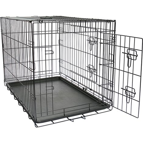 Pet Puppy Crate Folding Dog Training Travel Cage with Detachable Tray 42" Black (1/5)