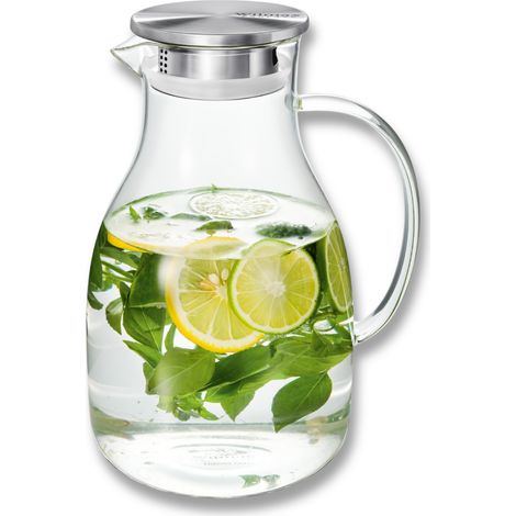 Jarra grande de vidrio de borosilicato Wilmax de 2,5 L con tapa metálica (1/5)