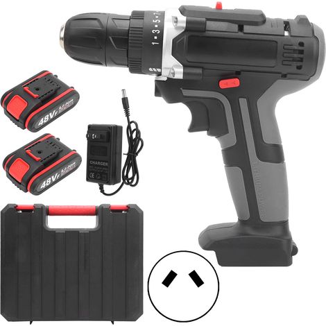 Tournevis électrique sans fil 2 vitesses, perceuse à percussion domestique 220-240V, 2000 tr/min, embouts multiples, prise UE, outillage manuel puissant pour bricolage. (1/5)