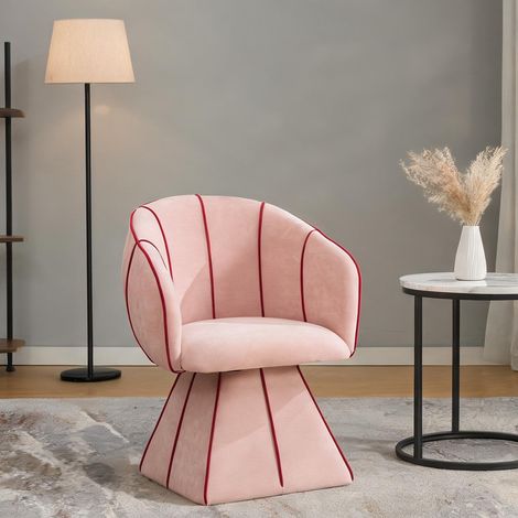 Fauteuil coloris rose en chenille 56 x 54 x 74,5 cm (1/5)