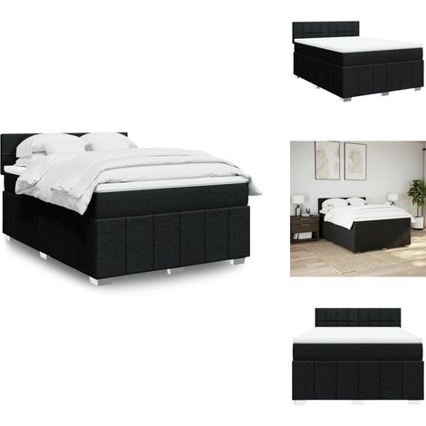 Boxspringbett mit Matratze Schwarz 160x200 cm Stoff - Boxspringbett - Boxspringbetten - Bett - Schlafzimmermöbel (1/5)