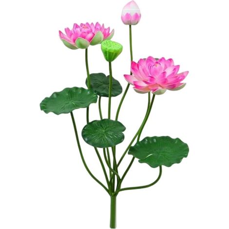 Bouquet de Fleurs de Lotus artificielles en Mousse de 64 cm - Fleurs artificielles en Soie - pour décoration de Maison, de fête de Mariage, Arrangement Floral (Rose foncé) (1/5)