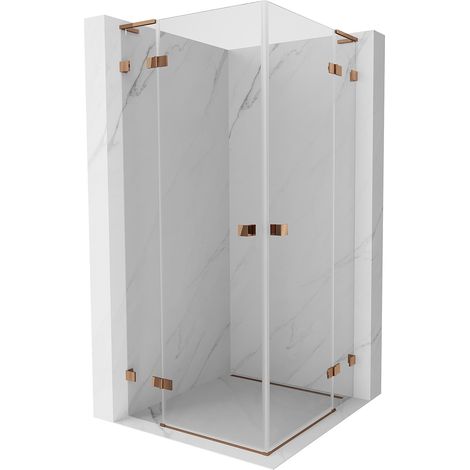 Mexen Lunar L Duo Duschkabine, schwenkbar 85 x 85 cm, transparent, Roségold - 834L-085L-085P-60-00 (1/5)