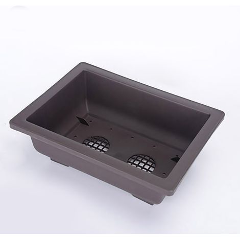 Maceta rectangular para suculentas: modelo con platillo y diseño estilizado, paredes gruesas con orificio de drenaje, maceta rectangular grande fabricada con plástico reciclado de alta calidad. (1/5)