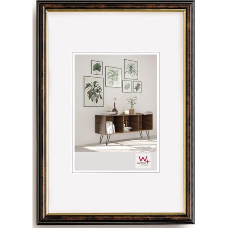 Cadre Photo Noyer 13 x 18 cm avec Bord intérieur doré, Cadre Design JD318N (1/5)