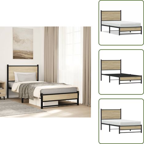 Cadre de lit en métal sans matelas chêne sonoma 80x200 cm - Cadre De Lit - Cadres De Lit - Lit Simple - Lit (1/5)