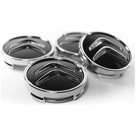 Cache-moyeux Citroën (60 mm) – Compatible modèles C1, C3, C4, C5 – Matériau ABS noir – Accessoire automobile (1/5)