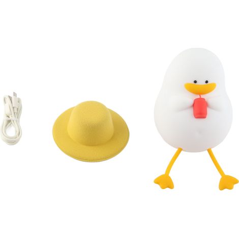 Veilleuse LED Canard Silicone Rechargeable USB avec Support Téléphone, 3 Niveaux Luminosité Tactile, Design Doux et Pratique (1/5)