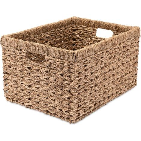 4 Panier De Rangement En Jonc De Mer, Cadre Métal Stable, Pour Étagère Cuisine Salle De Bain (1/5)