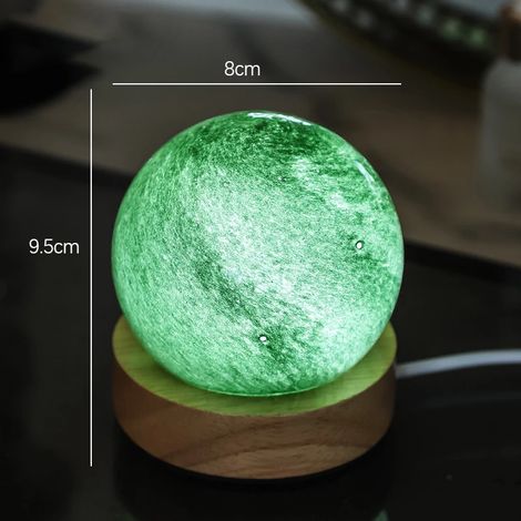 Lampe boule de cristal 3D unique (lampe verte simple) avec projection de galaxie et de planètes, alimentation USB. (1/5)