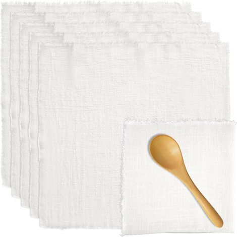 6 Serviettes de Table en Tissu, 42x42cm Serviette de Table Gaze Coton (1/5)