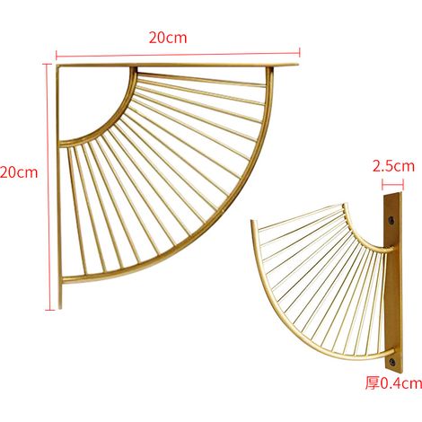 2 supports d'étagère triangulaires, en métal doré, charge max 40 kg, pour étagères murales, angles ou espaces restreints (1/5)