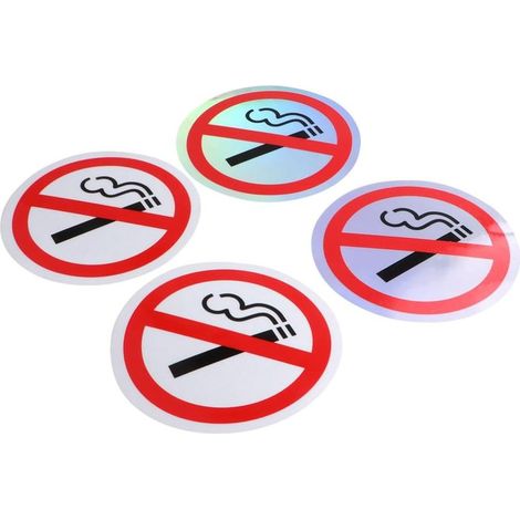 Autocollants en Pet Blanc Lot de 4 Interdiction de Fumer Anti-rayures et Faciles à Utiliser pour Décoration Murale et Café (1/5)