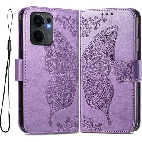 Funda tipo libro para Oppo Reno 13F / Oppo Reno 13FS, mariposa, morado (1/5)