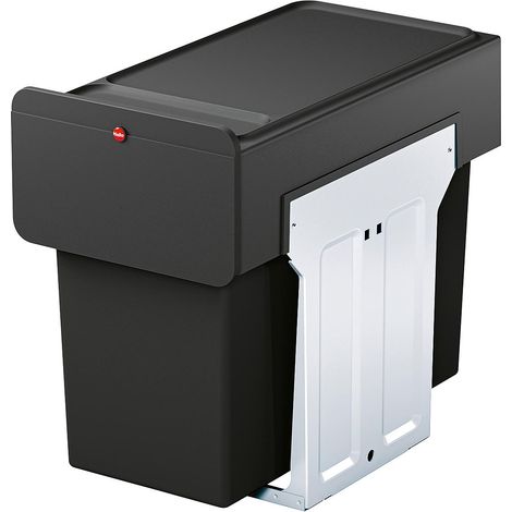 Hailo – Poubelle sous évier encastrable 28L – 2 compartiments amovibles – Ouverture fluide avec glissières à billes – Acier et plastique recyclé (1/6)