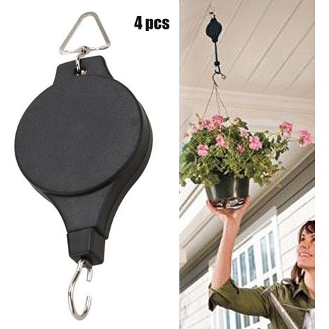 Lot de 4 crochets de suspension rétractables, robustes et réglables, pour plantes en pot. (1/4)
