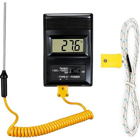 Type K Thermocouple Thermomètre, -501300℃ Thermomètre numérique Testeur de Température à Thermocouple Type K, Type De Contact Thermomètres Avec 2 Thermocouples pour Gaz, Liquides (1/5)