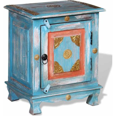 Maison Exclusive - Nachttisch Massivholz Mango Blau (1/5)
