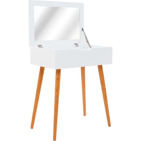 Coiffeuse table de maquillage design meuble mobilier de chambre avec miroir 60 x 40 x 75 cm MDF blanc (1/5)