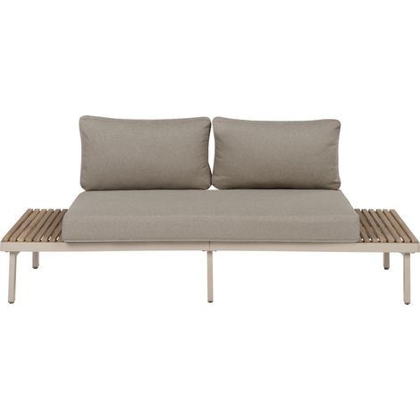 2 Seater Garden Sofa Light Acacia Wood Beige Cushions Padding Slatted Design Outdoor Patio Modern Style FIVIZZANO (1/5)