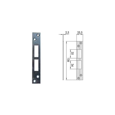 CONTROPIASTRA PER SERRATURE INFILARE PROFILATI IN FERRO 06232 01- - mm.156x25,5 spessore mm.2,5 (06232 01) - 5 pezzi CISA