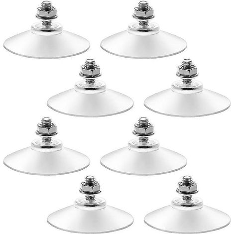 Lot de 8 ventouses transparentes en PVC épais avec vis M6 x 14, extra résistantes, pour salle de bain et cuisine. (1/5)