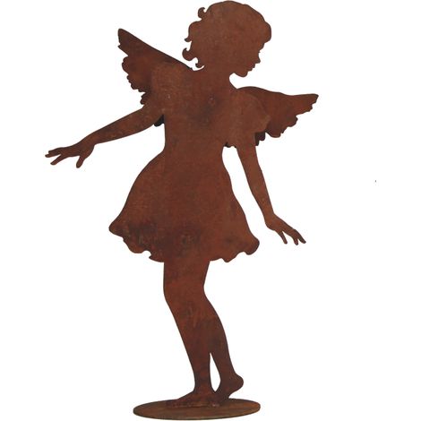 Personnage Ange métal rouillé H.104 cm : déco jardin - Rouille (1/2)