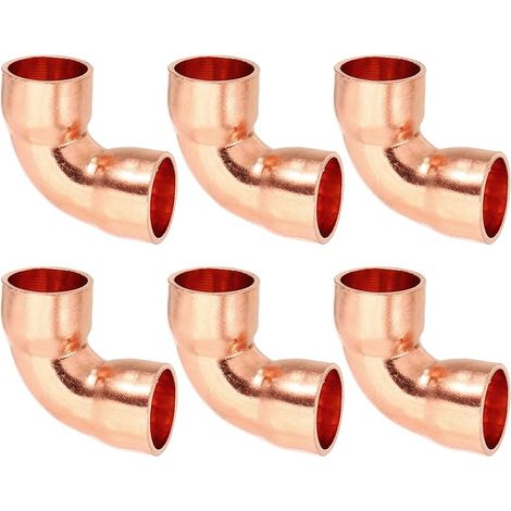 6pcs Raccord Coudé en Cuivre pour Tuyaux Gaz, 10mm Raccord Tuyau d'Arrosage Durite Essence, Raccords Tuyauterie à Pression pour HVAC Climatisation Plomberie, Épaisseur 1mm