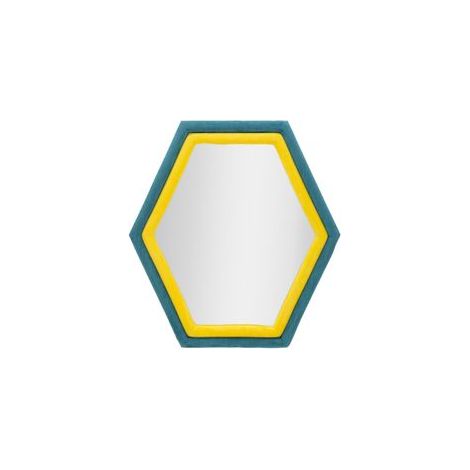 WALL MIRROR TONY BLUE/YELLOW VELVET CM 75X4X80 (1/5)