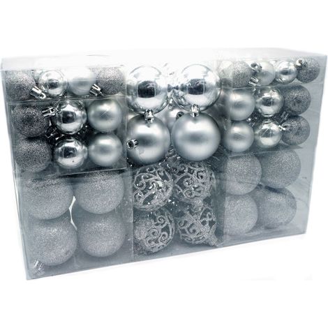 Weihnachtsbaumkugeln 100er-Set Baumschmuck Christbaumkugeln Weihnachtskugeln - silber